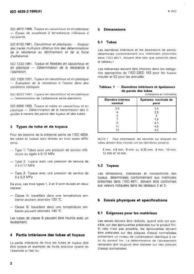 ISO 4639-2:1995 ISO 4639-2:1995 - Tuyaux et tubes en caoutchouc pour circuits a carburants pour moteurs a combustion interne -- Spécifications - Page 4 preview