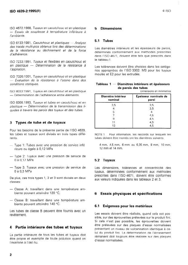 ISO 4639-2:1995 ISO 4639-2:1995 - Tuyaux et tubes en caoutchouc pour circuits a carburants pour moteurs a combustion interne -- Spécifications - Page 4 preview