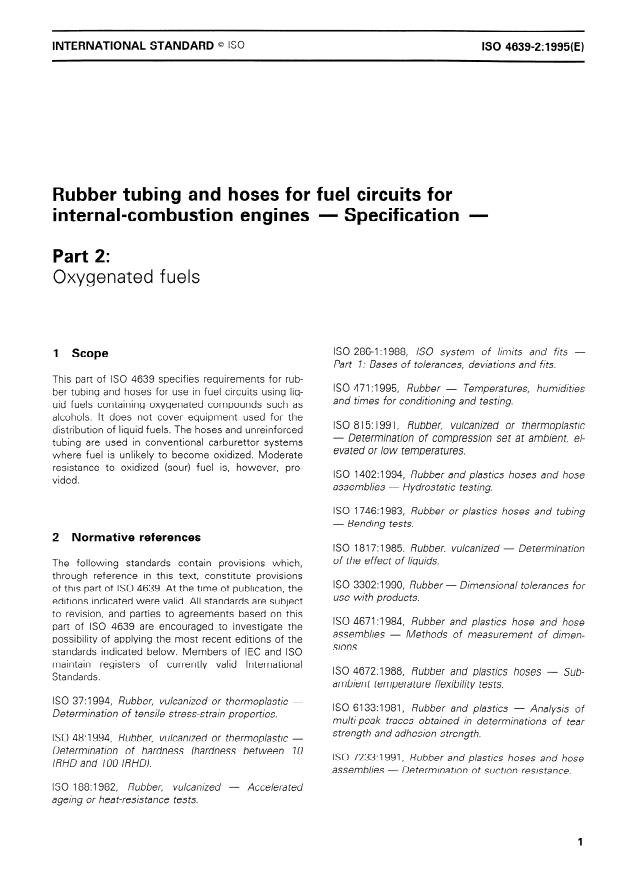 ISO 4639-2:1995 - Rubber tubing and hoses for fuel circuits for internal-combustion engines -- Specification