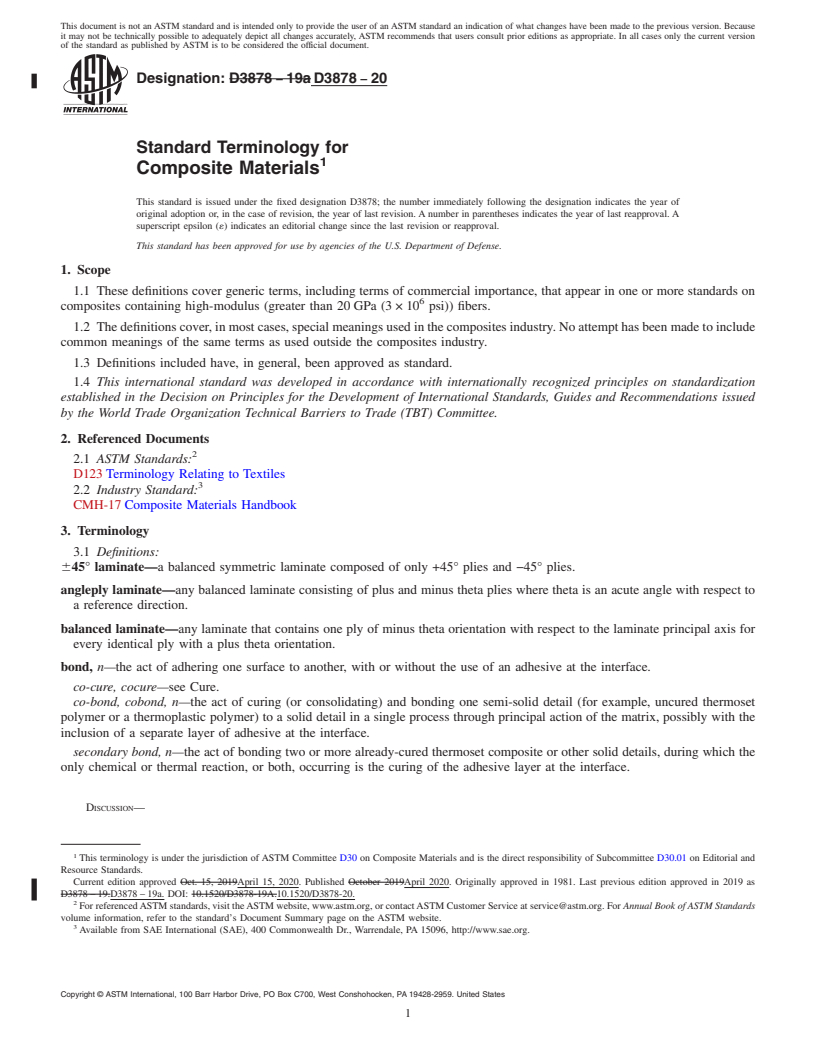 REDLINE ASTM D3878-20 - Standard Terminology for  Composite Materials