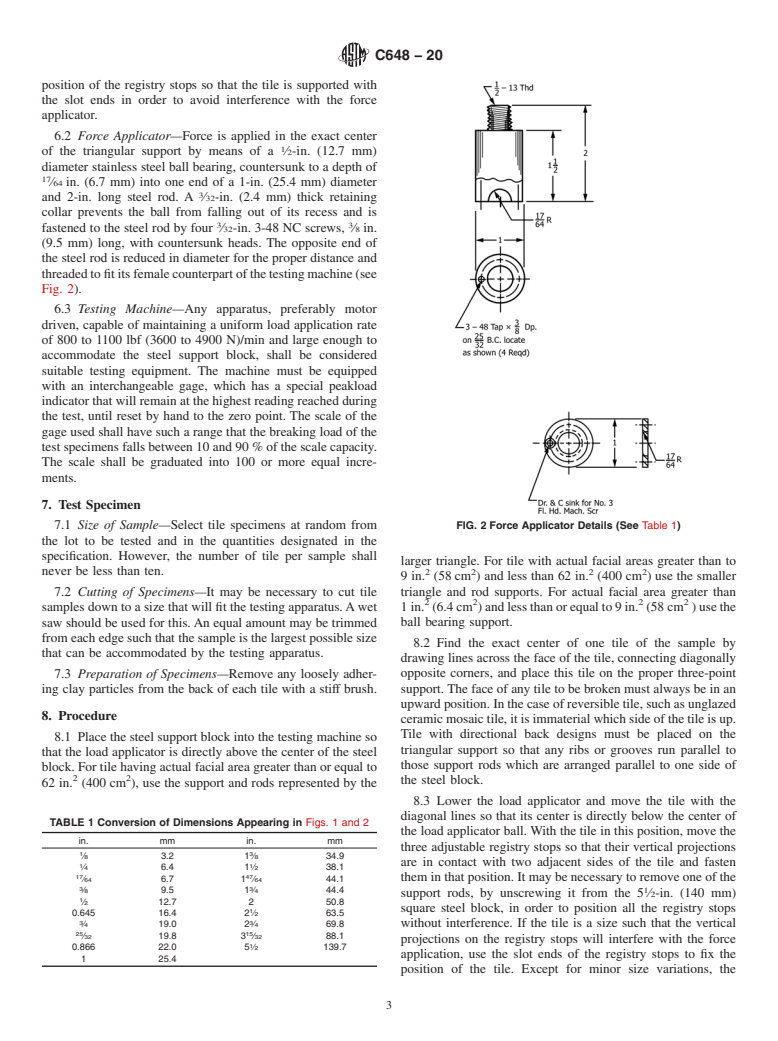 ASTM C648-20 - Standard Test Method for  Breaking Strength of Ceramic Tile