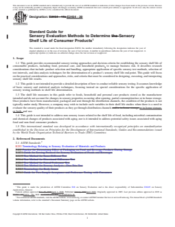 REDLINE ASTM E2454-20 - Standard Guide for  Sensory Evaluation Methods to Determine Sensory Shelf Life  of Consumer Products
