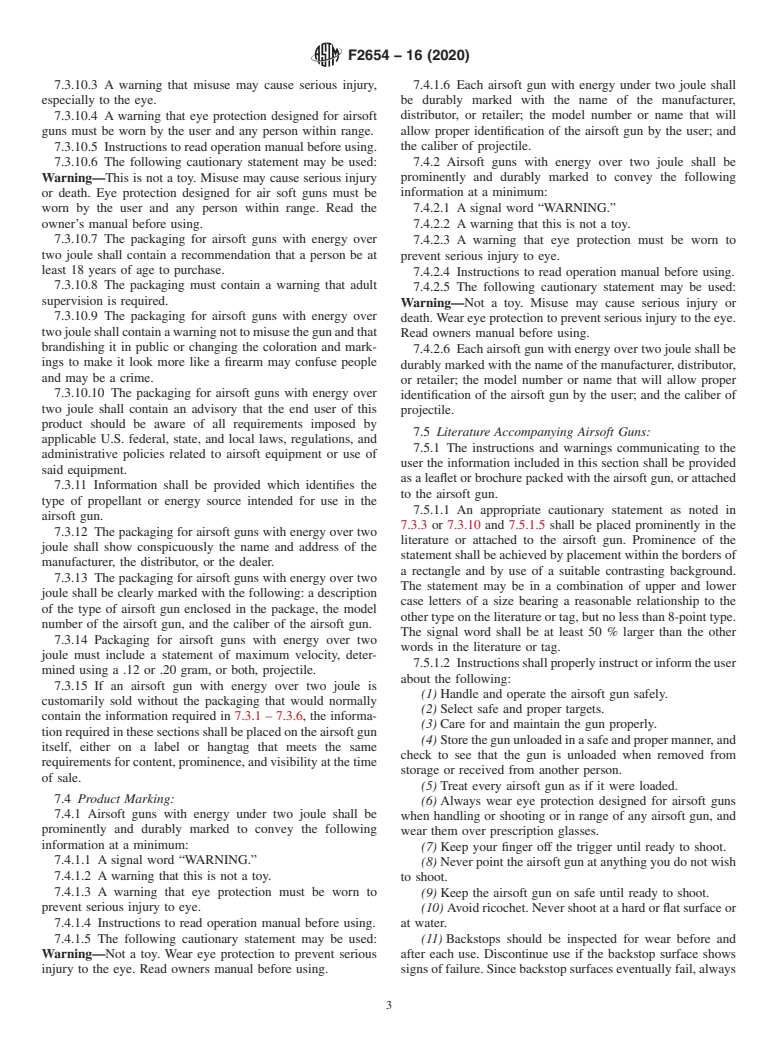 ASTM F2654-16(2020) - Standard Specification for Airsoft Gun Warnings