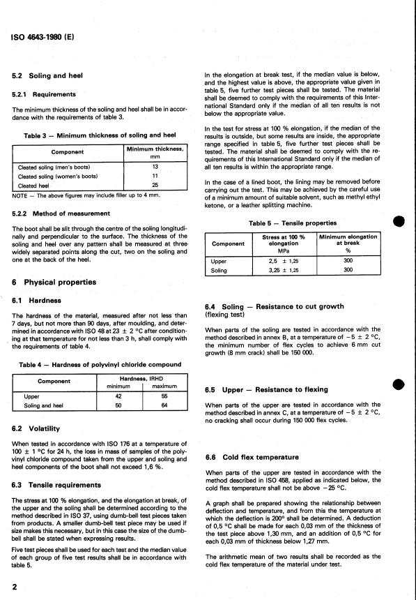 ISO 4643:1980 ISO 4643:1980 - Plastics moulded footwear -- Polyvinyl chloride industrial boots -- Specification - Page 4 preview