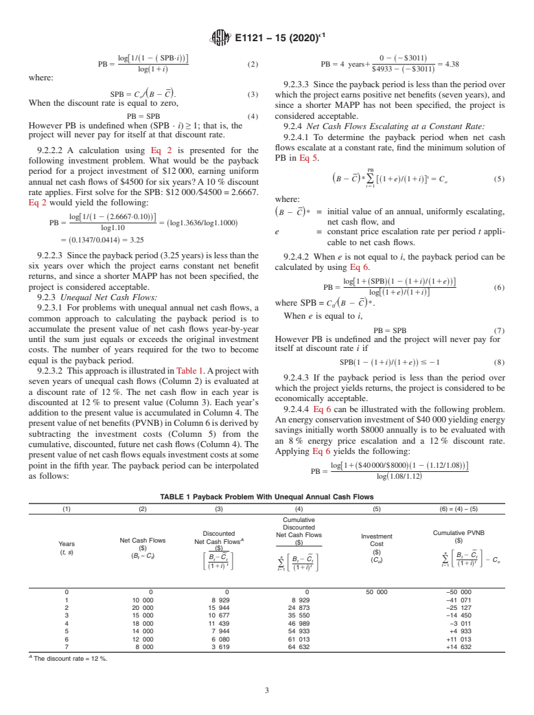 ASTM E1121-15(2020)e1 - Standard Practice for Measuring Payback for Investments in Buildings and Building  Systems