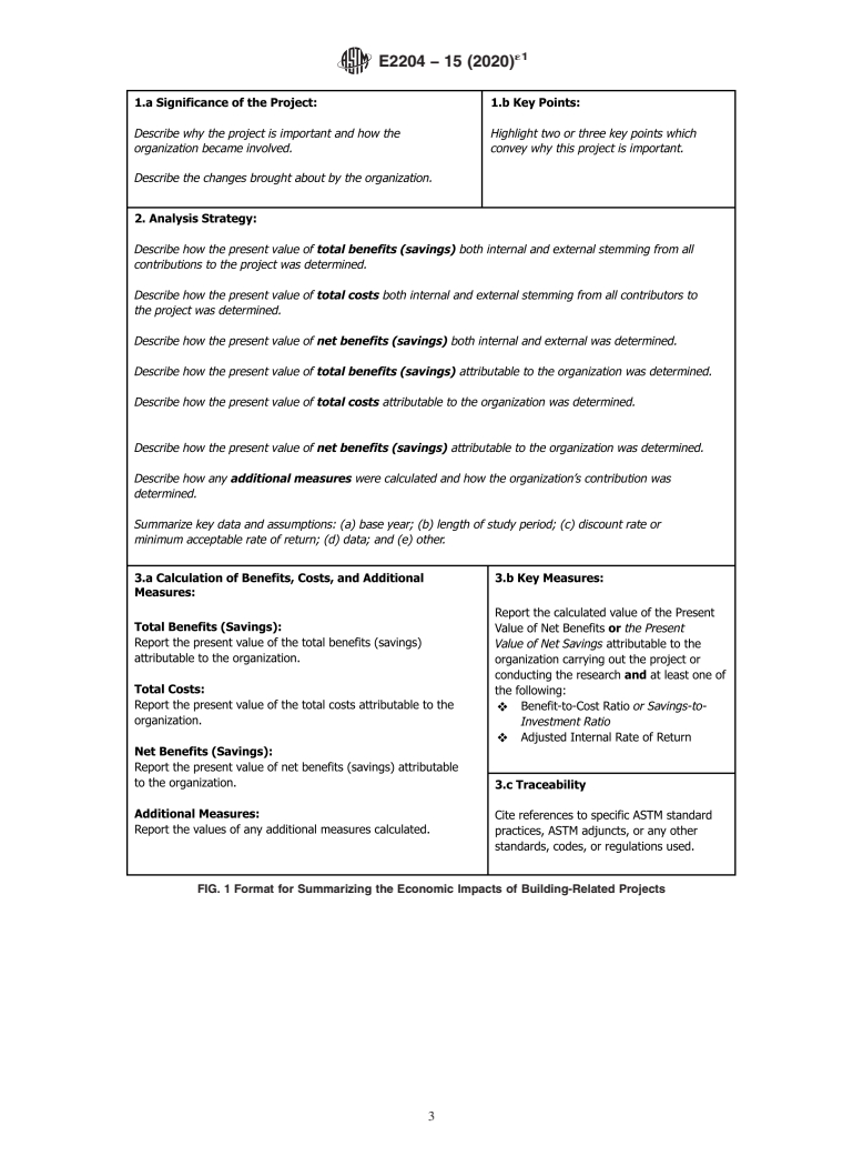 ASTM E2204-15(2020)e1 - Standard Guide for Summarizing the Economic Impacts of Building-Related Projects