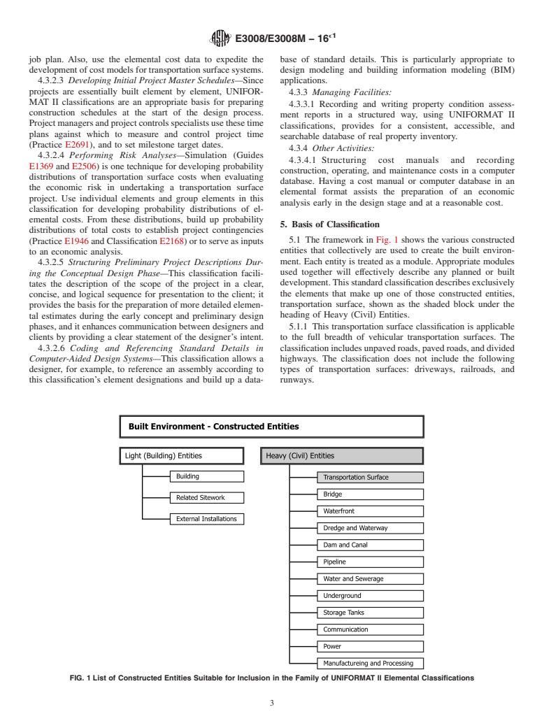 ASTM E3008/E3008M-16e1 - Standard Classification for Transportation Surface Elements&#x2014;UNIFORMAT II