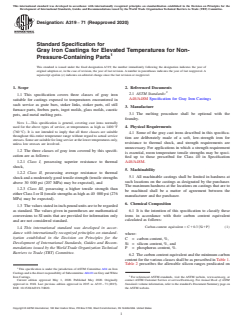 ASTM A319-71(2020) ASTM A319-71(2020) - Standard Specification for Gray Iron Castings for Elevated Temperatures for Non-Pressure-Containing Parts - Page 1 preview