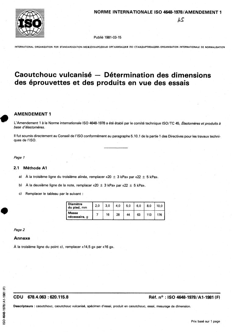 ISO 4648:1978 - Rubber, vulcanized — Determination of dimensions of test pieces and products for test purposes
Released:6/1/1978