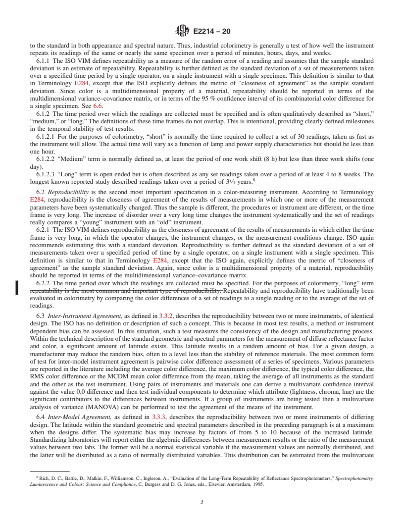 REDLINE ASTM E2214-20 - Standard Practice for Specifying and Verifying the Performance of Color-Measuring  Instruments