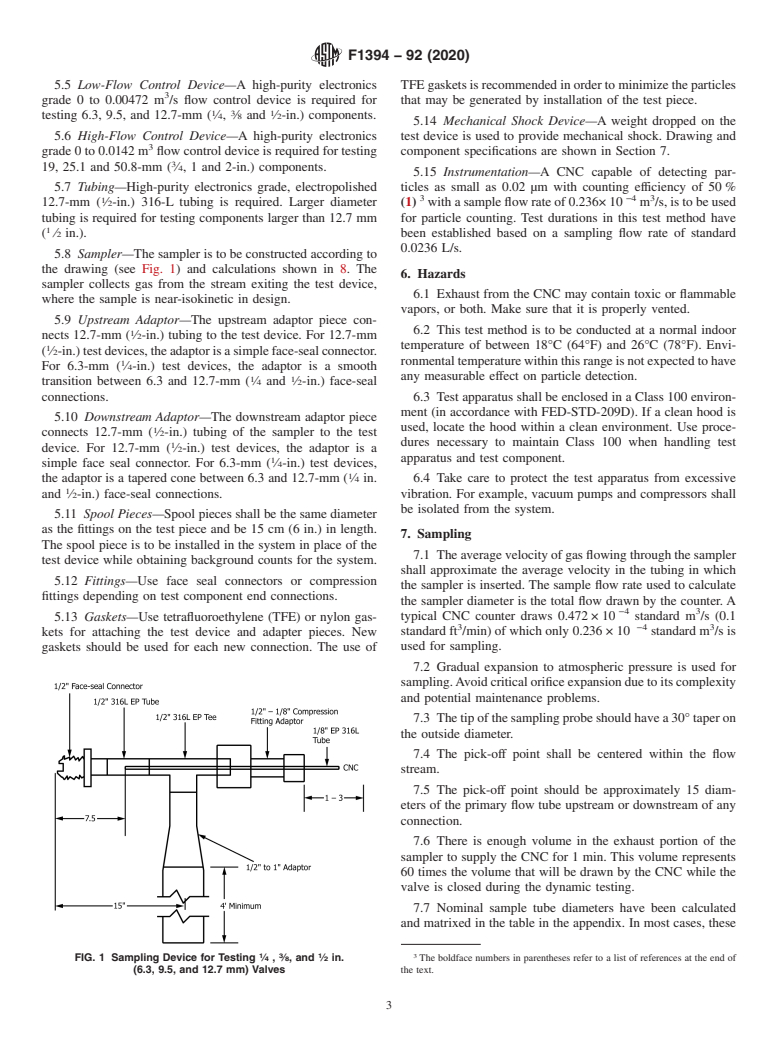 ASTM F1394-92(2020) - Standard Test Method for  Determination of Particle Contribution from Gas Distribution   System Valves (Withdrawn 2023)