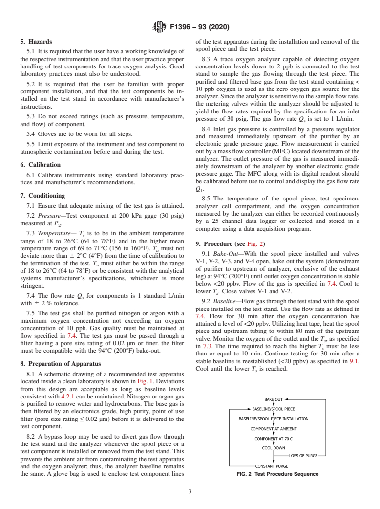 ASTM F1396-93(2020) - Standard Test Method for  Determination of Oxygen Contribution by Gas Distribution System  Components (Withdrawn 2023)