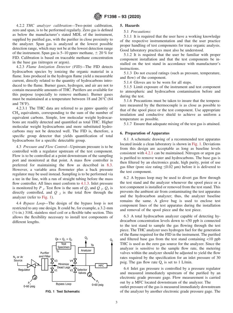 ASTM F1398-93(2020) - Standard Test Method for  Determination of Total Hydrocarbon Contribution by Gas Distribution  System Components (Withdrawn 2023)