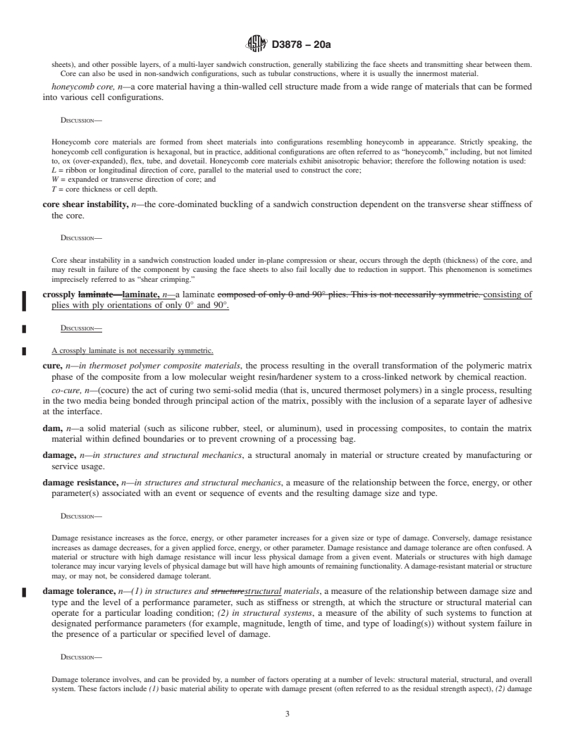 REDLINE ASTM D3878-20a - Standard Terminology for  Composite Materials