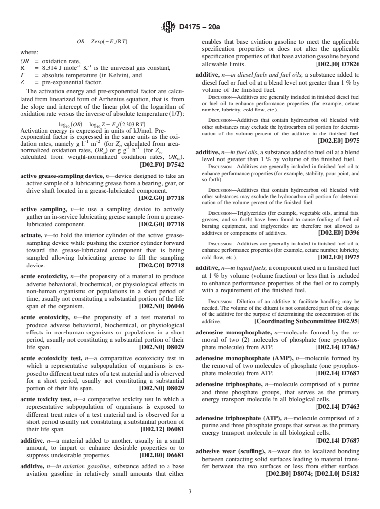 ASTM D4175-20a - Standard Terminology Relating to Petroleum Products, Liquid Fuels, and Lubricants