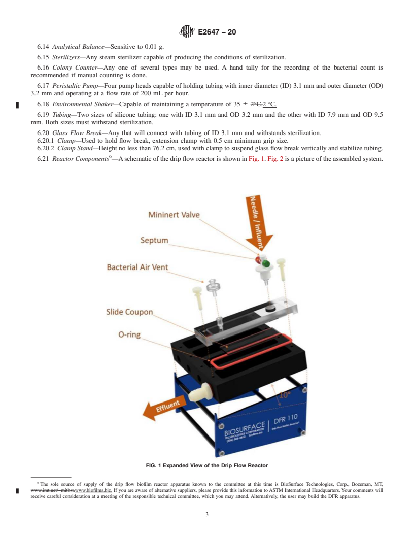 REDLINE ASTM E2647-20 - Standard Test Method for  Quantification of <emph type="bdit">Pseudomonas aeruginosa</emph  > Biofilm Grown Using Drip Flow Biofilm Reactor with Low Shear and  Continuous Flow