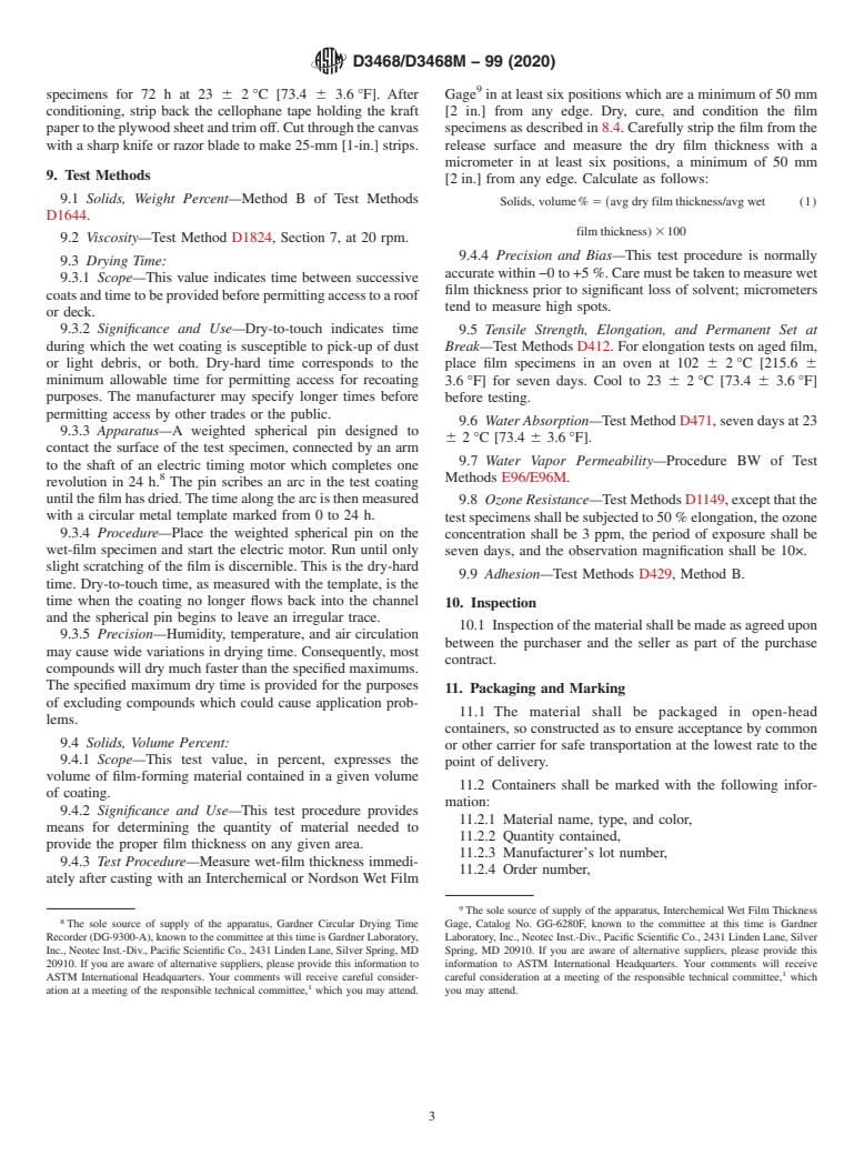 ASTM D3468/D3468M-99(2020) - Standard Specification for Liquid-Applied Neoprene and Chlorosulfonated Polyethylene Used   in Roofing and Waterproofing