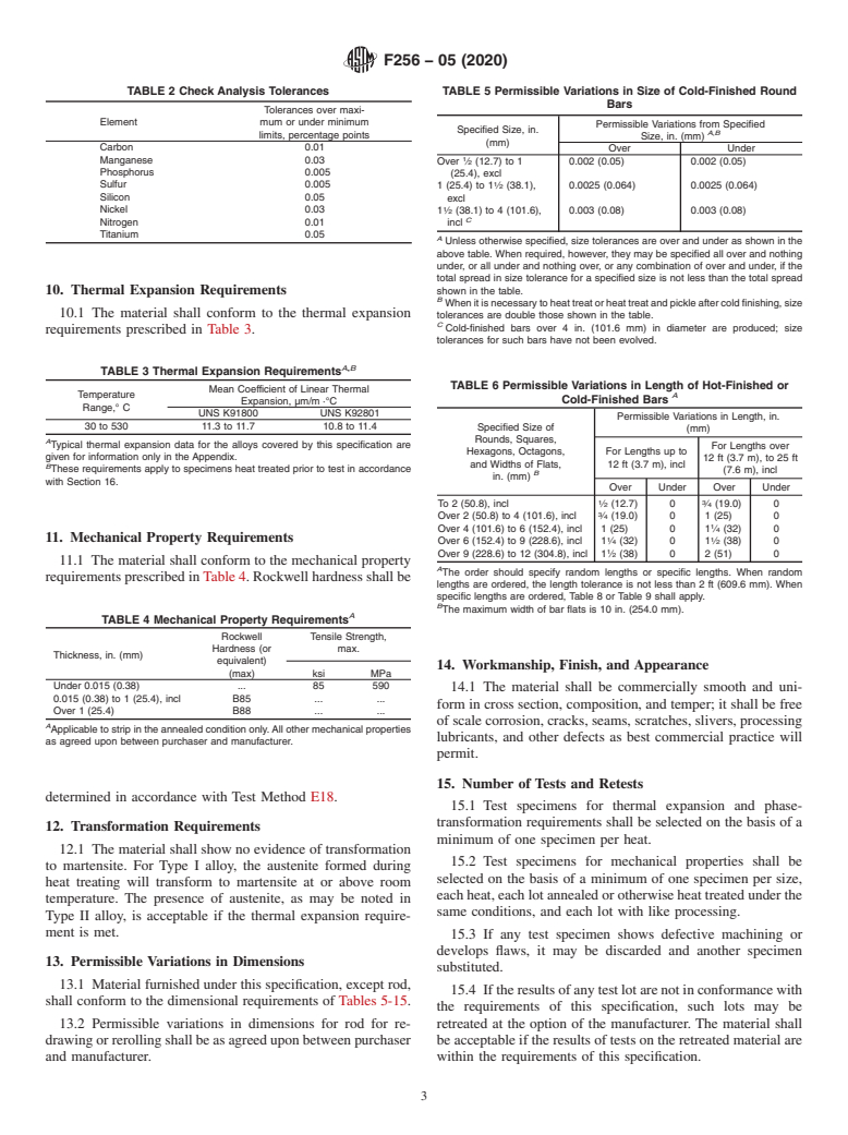 ASTM F256-05(2020) - Standard Specification for  Chromium-Iron Sealing Alloys with 18 or 28 Percent Chromium (Withdrawn 2023)