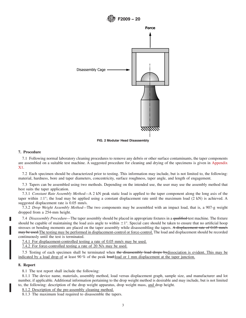 REDLINE ASTM F2009-20 - Standard Test Method for Determining the Axial Disassembly Force of Taper Connections  of Modular Prostheses