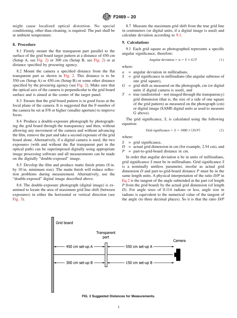 ASTM F2469-20 - Standard Test Method for  Measuring Optical Angular Deviation of Transparent Parts Using  the Double-Exposure Method