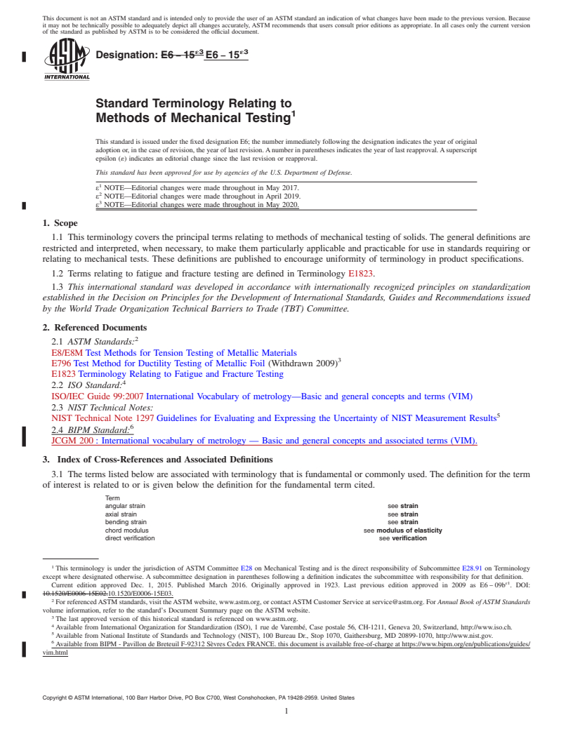 REDLINE ASTM E6-15e3 - Standard Terminology Relating to  Methods of Mechanical Testing