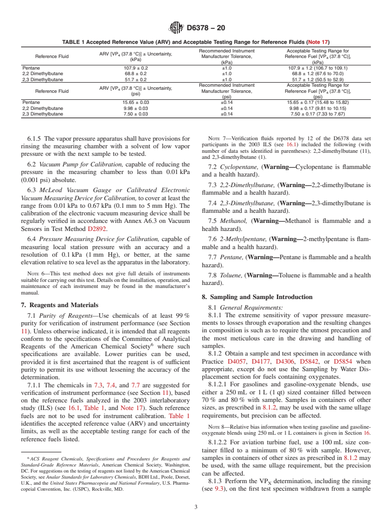 ASTM D6378-20 - Standard Test Method for  Determination of Vapor Pressure (VP<inf>X</inf>) of Petroleum   Products, Hydrocarbons, and Hydrocarbon-Oxygenate Mixtures (Triple   Expansion Method)