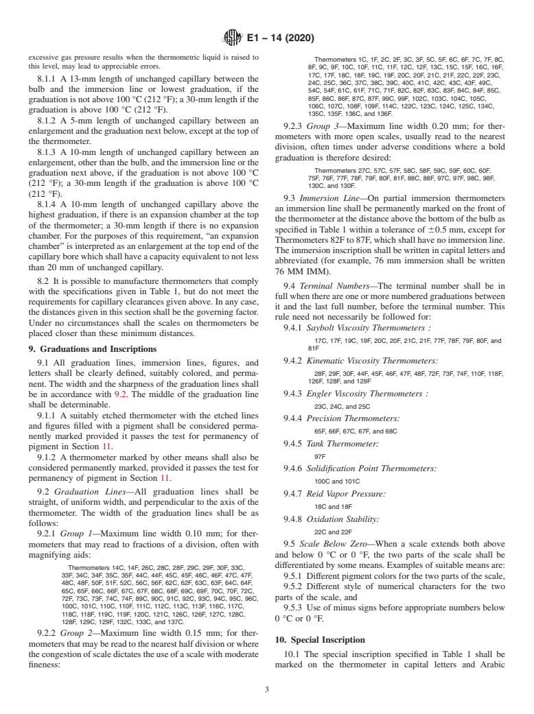 ASTM E1-14(2020) - Standard Specification for  ASTM&#x2002;Liquid-in-Glass Thermometers