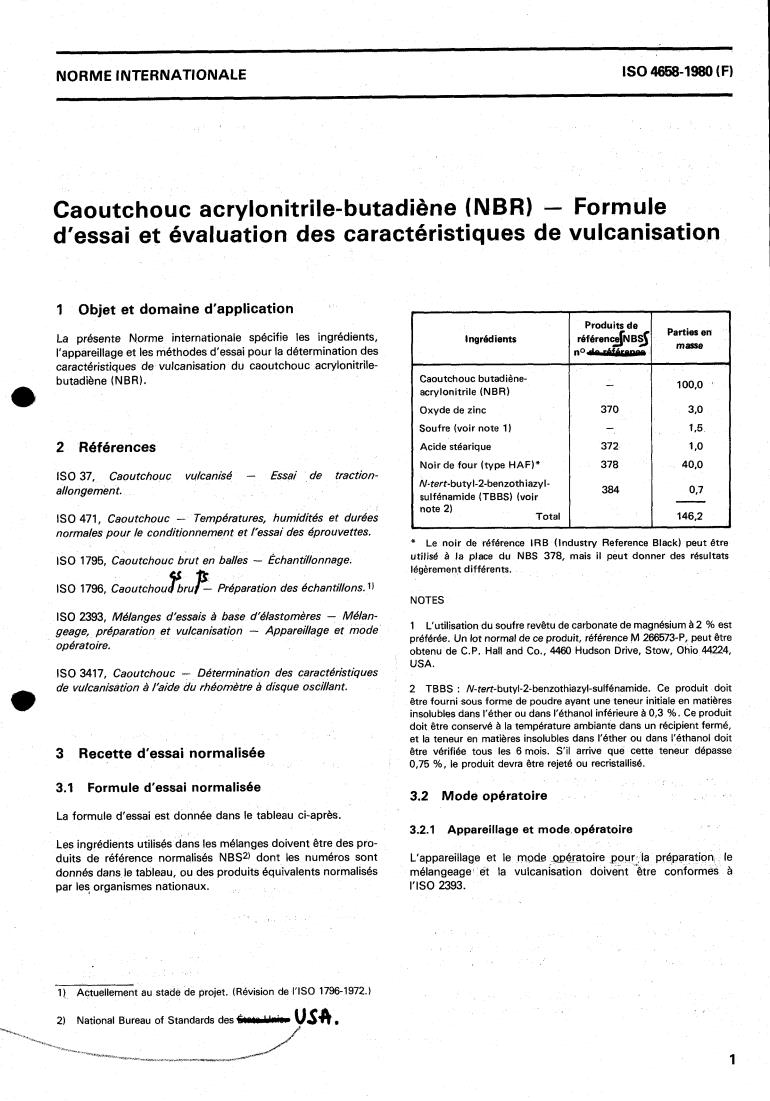ISO 4658:1980 - Rubber, acrylonitrile-butadiene (NBR) — Test recipe and evaluation of vulcanization characteristics
Released:3/1/1980