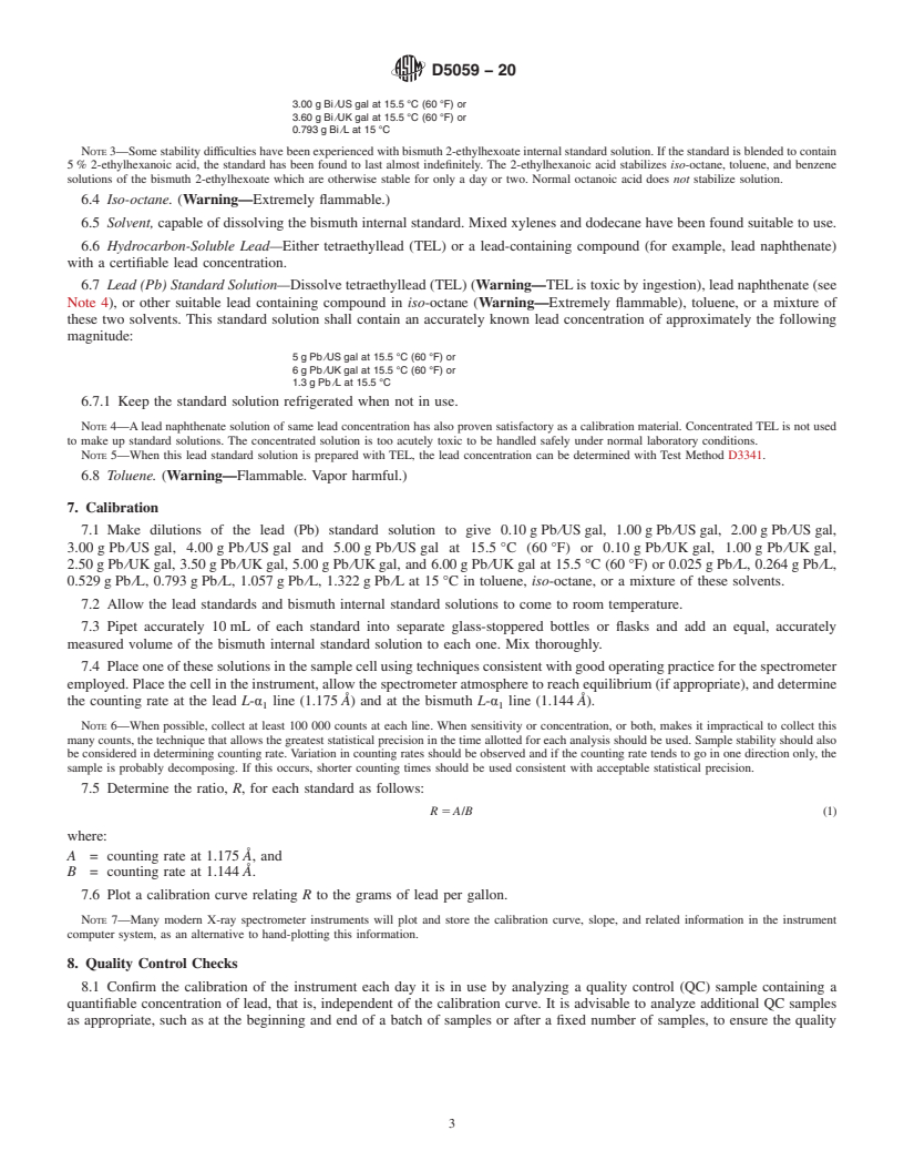 REDLINE ASTM D5059-20 - Standard Test Methods for Lead and Manganese in Gasoline by X-Ray Spectroscopy