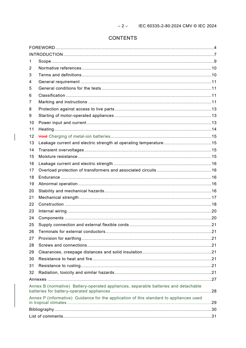 IEC 60335-2-80:2024 IEC 60335-2-80:2024 CMV - Household and similar electrical appliances - Safety - Part 2-80: Particular requirements for fans
Released:30. 10. 2024
Isbn:9782832240922 - Page 4 preview