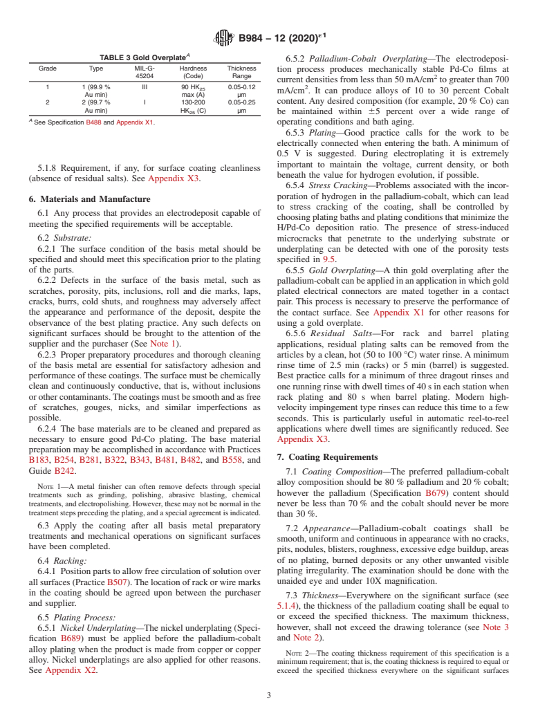 ASTM B984-12(2020)e1 - Standard Specification for Electrodeposited Coatings of Palladium-Cobalt Alloy for Engineering  Use