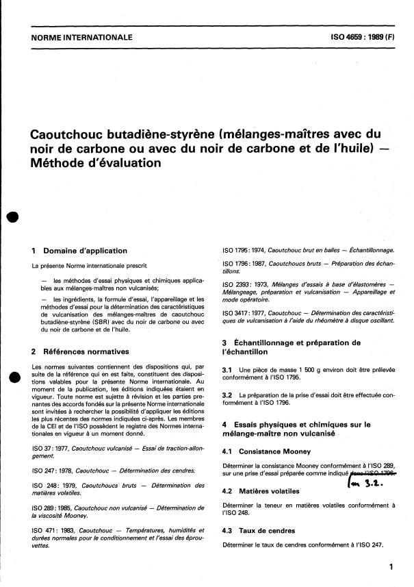 ISO 4659:1989 - Caoutchouc butadiene-styrene (mélanges-maîtres avec du noir de carbone ou avec du noir de carbone et de l'huile) -- Méthode d'évaluation