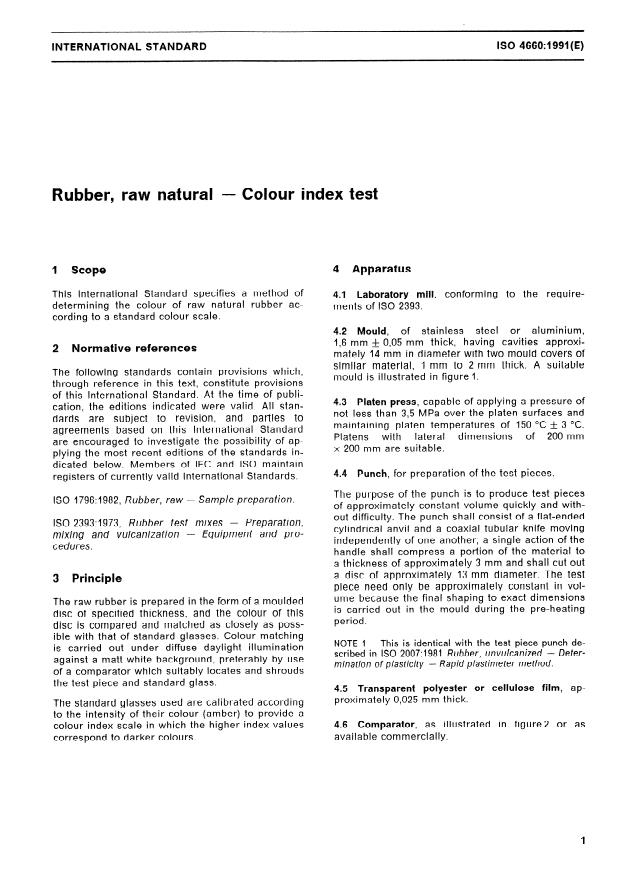 ISO 4660:1991 - Rubber, raw natural -- Colour index test
