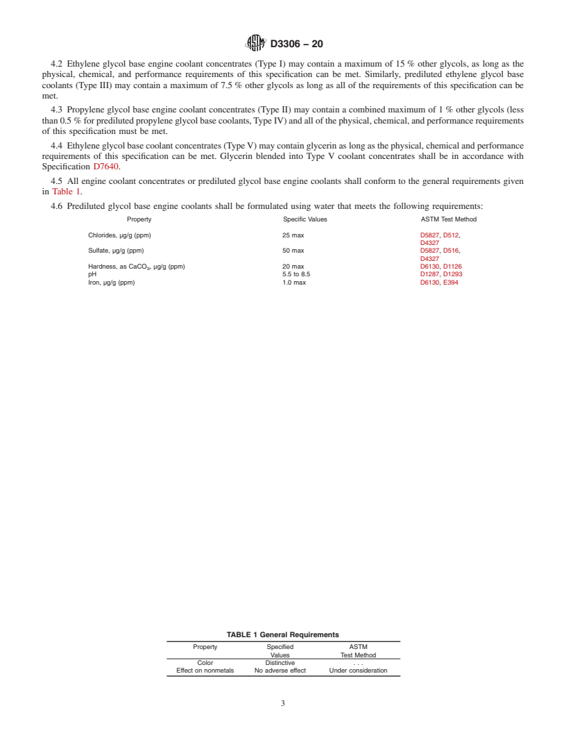 REDLINE ASTM D3306-20 - Standard Specification for Glycol Base Engine Coolant for Automobile and Light-Duty Service