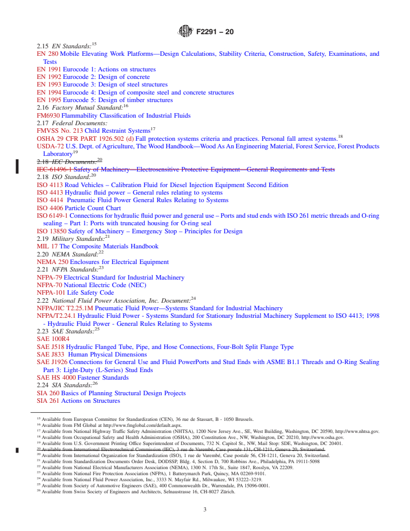 REDLINE ASTM F2291-20 - Standard Practice for Design of Amusement Rides and Devices