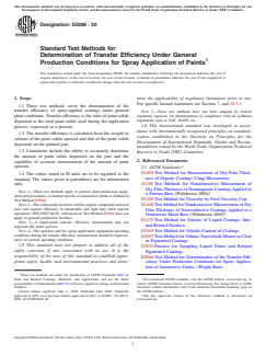ASTM D5286-20 ASTM D5286-20 - Standard Test Methods for Determination of Transfer Efficiency Under General Production Conditions for Spray Application of Paints - Page 1 preview