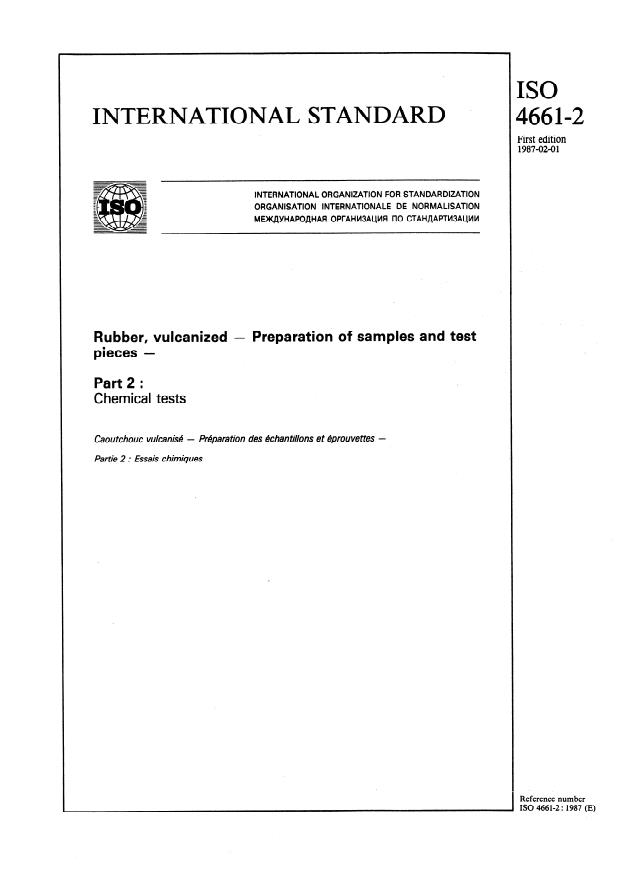 ISO 4661-2:1987 - Rubber, vulcanized -- Preparation of samples and test pieces