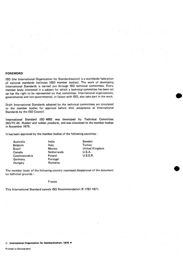 ISO 4662:1978 ISO 4662:1978 - Rubber -- Determination of rebound resilience of vulcanizates - Page 2 preview
