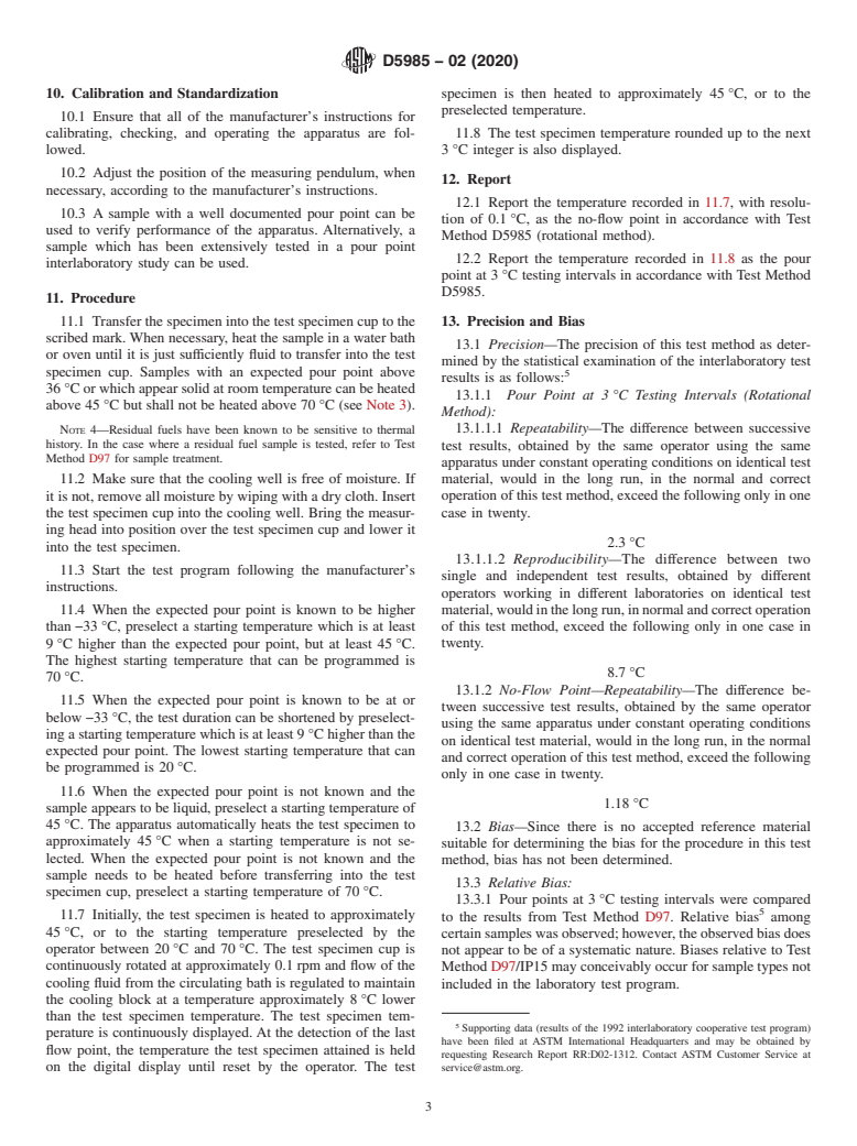 ASTM D5985-02(2020) - Standard Test Method for  Pour Point of Petroleum Products (Rotational Method)