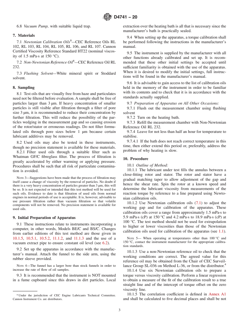 ASTM D4741-20 - Standard Test Method for Measuring Viscosity at High Temperature and High Shear Rate  by Tapered-Plug Viscometer