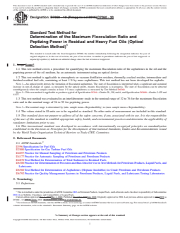 ASTM D7060-20 REDLINE ASTM D7060-20 - Standard Test Method for Determination of the Maximum Flocculation Ratio and Peptizing Power in Residual and Heavy Fuel Oils (Optical Detection Method) - Page 1 preview