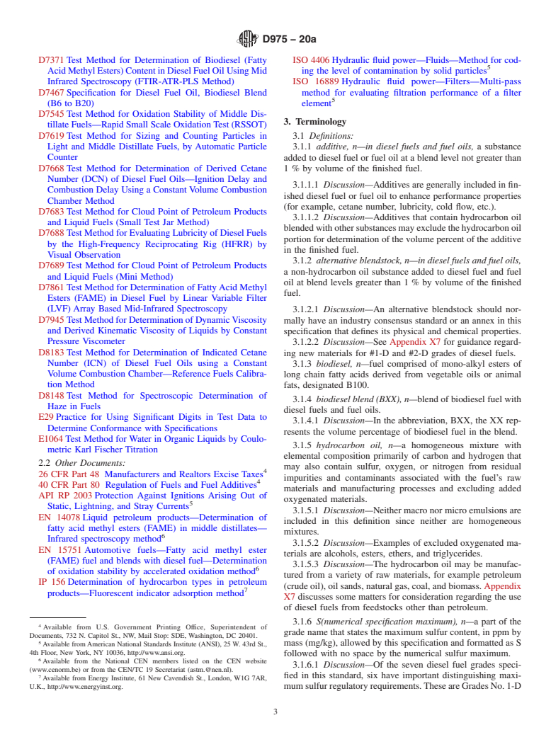 ASTM D975-20a - Standard Specification for Diesel Fuel