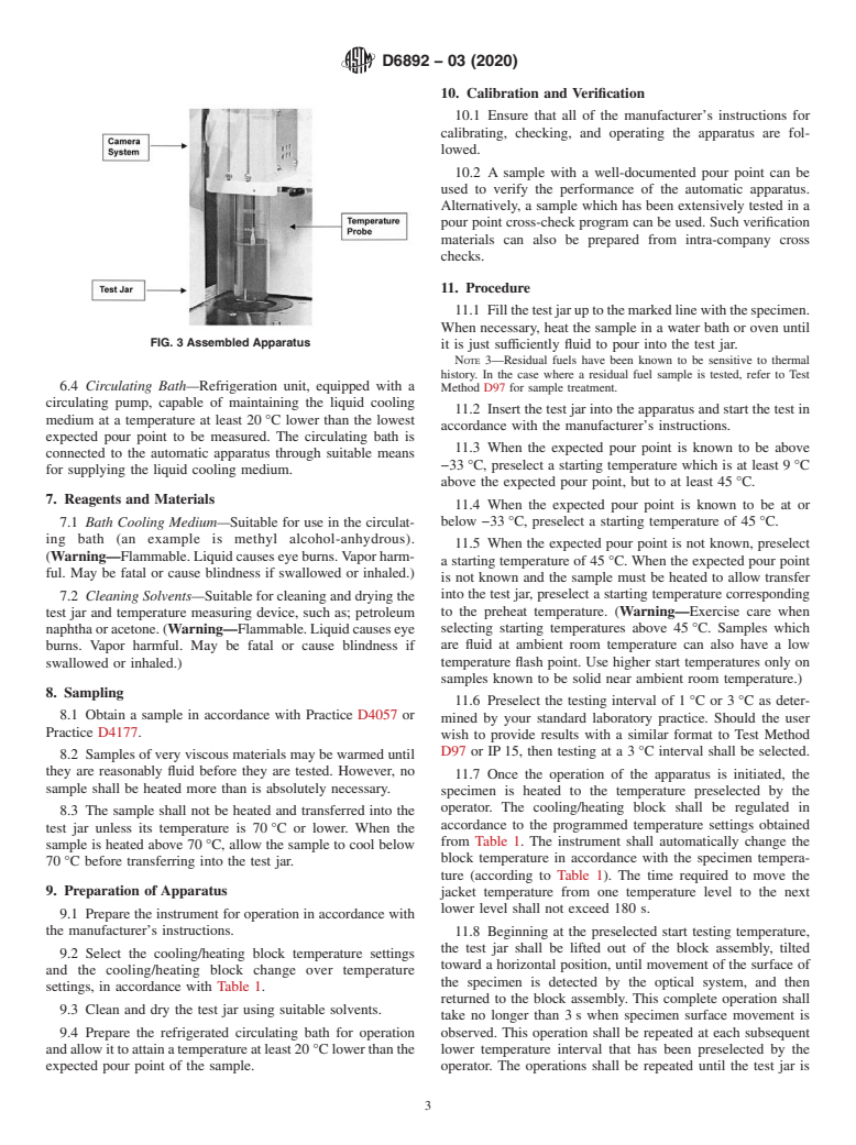 ASTM D6892-03(2020) - Standard Test Method for  Pour Point of Petroleum Products (Robotic Tilt Method)