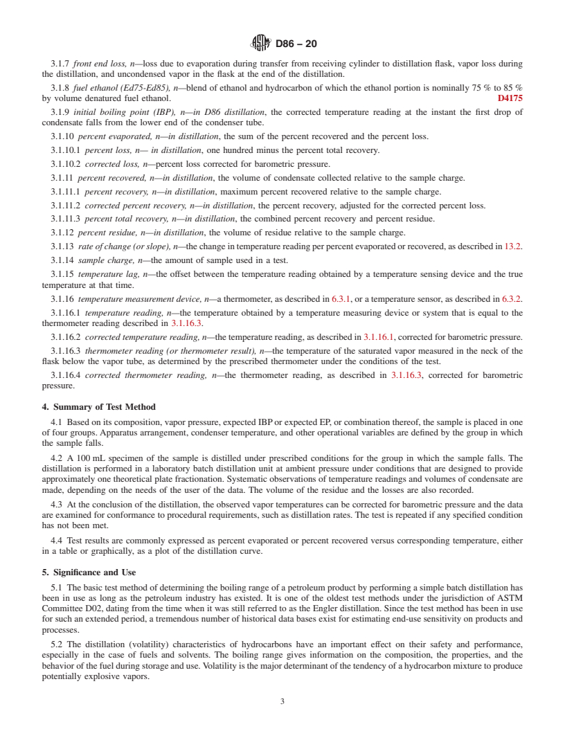 REDLINE ASTM D86-20 - Standard Test Method for Distillation of Petroleum Products and Liquid Fuels at Atmospheric  Pressure