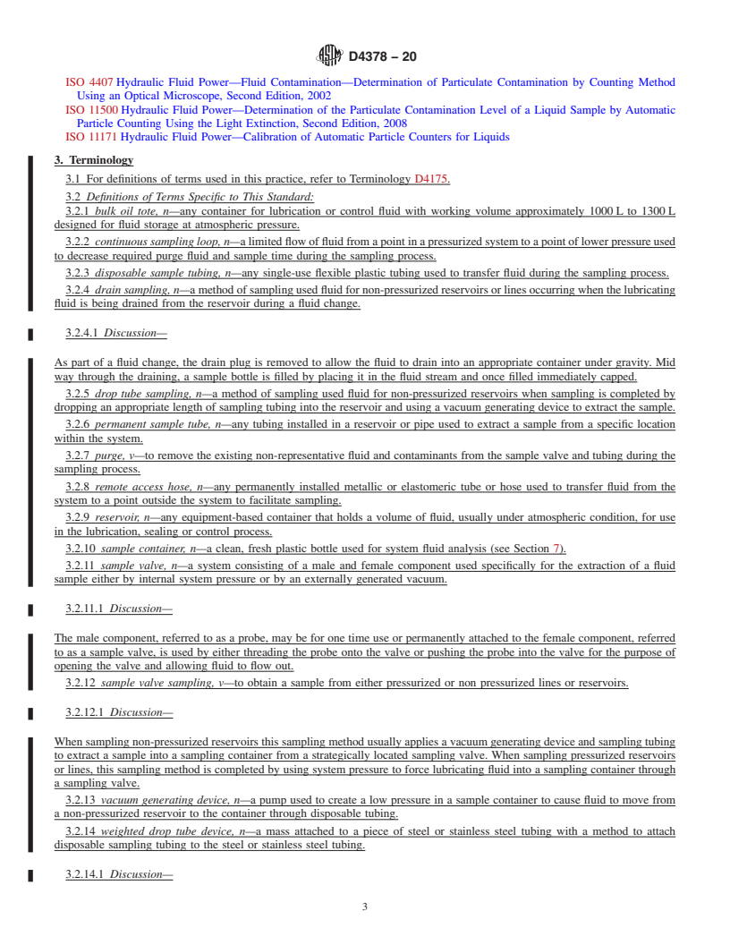 REDLINE ASTM D4378-20 - Standard Practice for In-Service Monitoring of Mineral Turbine Oils for Steam, Gas,  and Combined Cycle Turbines