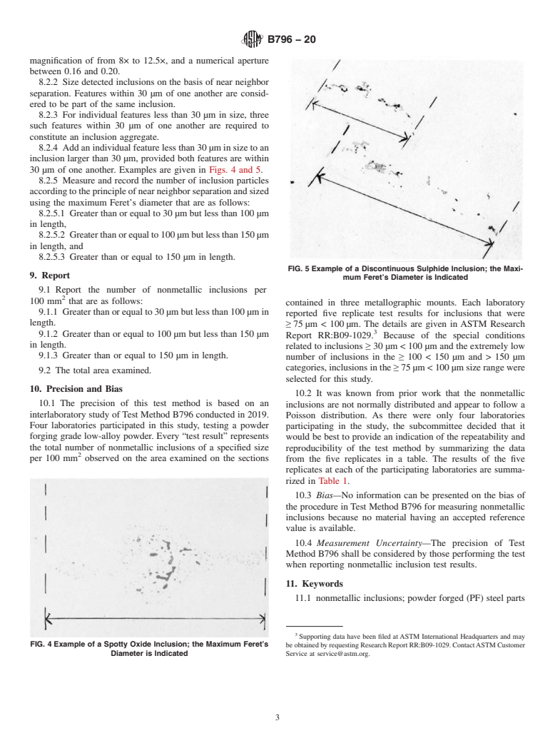 ASTM B796-20 - Standard Test Method for  Nonmetallic Inclusion Content of Ferrous Powders Intended for  Powder Forging  (PF) Applications