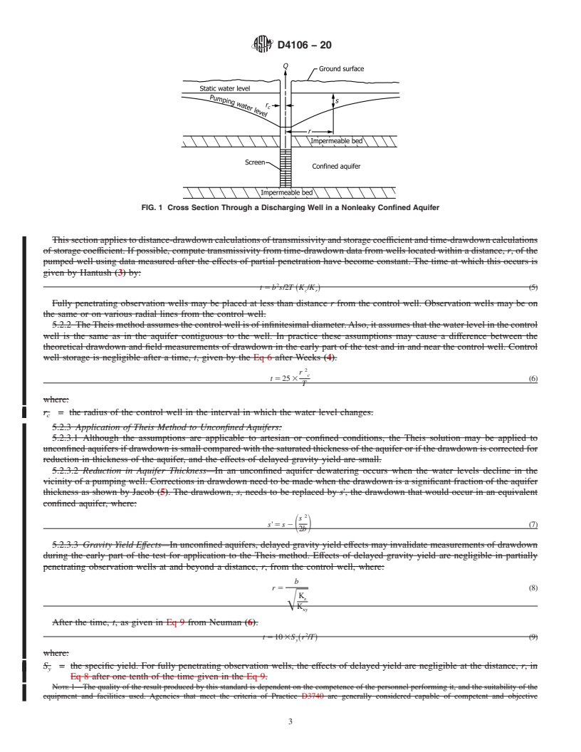 REDLINE ASTM D4106-20 - Standard Practice for (Analytical Procedure) for Determining Transmissivity and Storage  Coefficient of Nonleaky Confined Aquifers by the Theis Nonequilibrium  Method