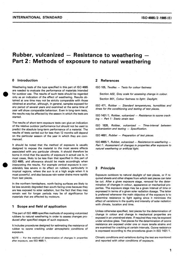 ISO 4665-2:1985 - Rubber, vulcanized -- Resistance to weathering