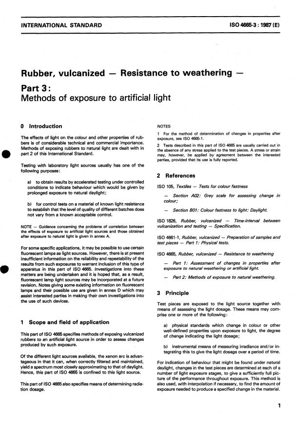 ISO 4665-3:1987 - Rubber, vulcanized -- Resistance to weathering