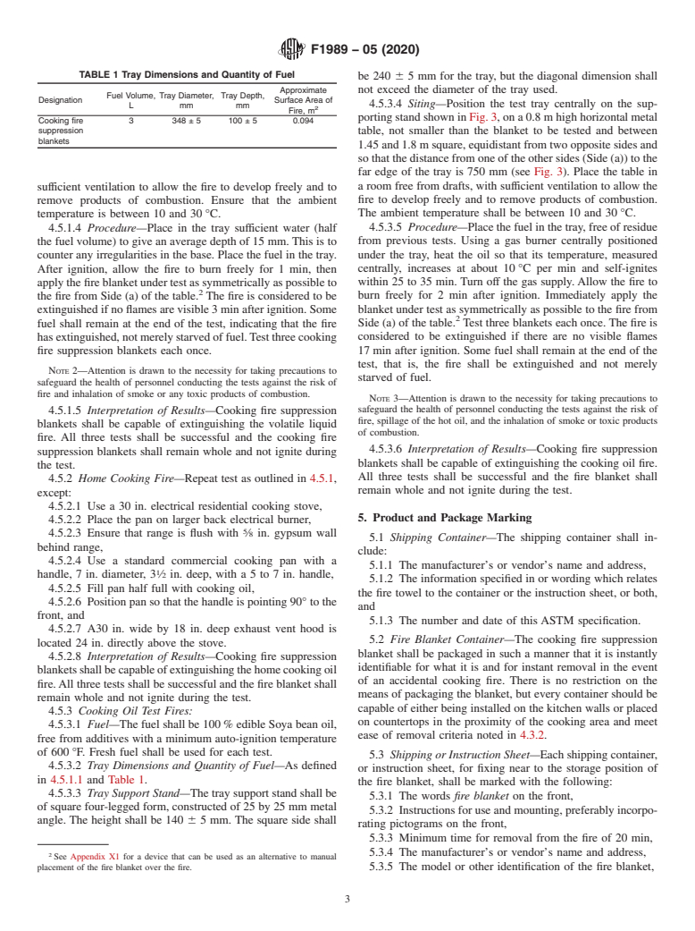 ASTM F1989-05(2020) - Standard Specification for Cooking Fire Suppression Blankets